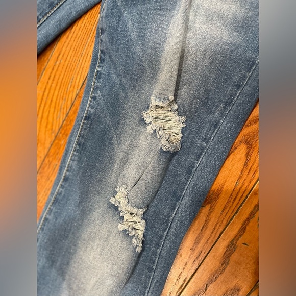 Almost Famous Distressed Blue Flare Jeans - Picture 8 of 10